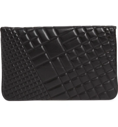 Shop Versace Oversized Quilted Leather Clutch - Black In Nero