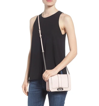 Shop Rebecca Minkoff Small Love Leather Crossbody Bag - Pink In Peony