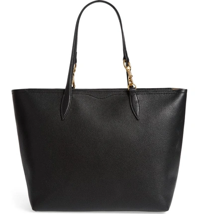Shop Rebecca Minkoff Sherry Dog Clip Leather Tote In Black/ Taupe