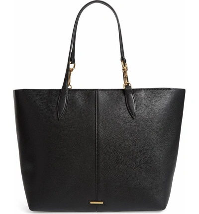 Shop Rebecca Minkoff Sherry Dog Clip Leather Tote In Black/ Taupe