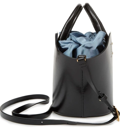 Shop Trademark Small Leather Bucket Bag - Black In Black W/ English Blue Insert