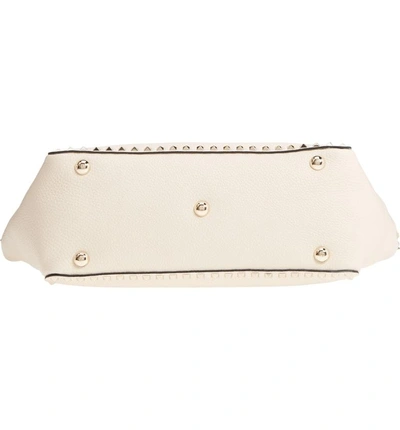 Shop Valentino Medium Rockstud Leather Tote - Ivory