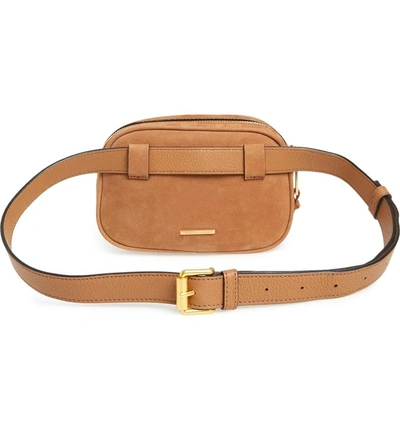 Shop Rebecca Minkoff Blythe Leather Belt Bag - Brown In Almond