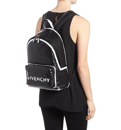 Shop Givenchy Graffiti Calfskin Leather Backpack - Black In Black/ White