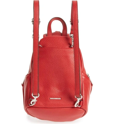 Shop Rebecca Minkoff Mini Julian Nubuck Leather Convertible Backpack - Red In Scarlet