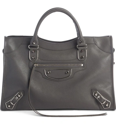 Shop Balenciaga Small Classic City Leather Tote - Grey In 1160 Gris Fossile