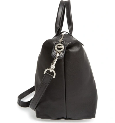 Shop Longchamp Medium 'le Pliage Cuir' Leather Top Handle Tote - Black