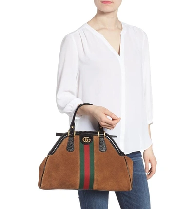 Gucci Re(belle) Medium Suede Top Handle Bag In Tan | ModeSens