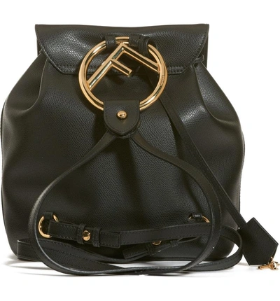 Shop Fendi Cruise Calfskin Leather Backpack - Black In Nero/ Oro Soft