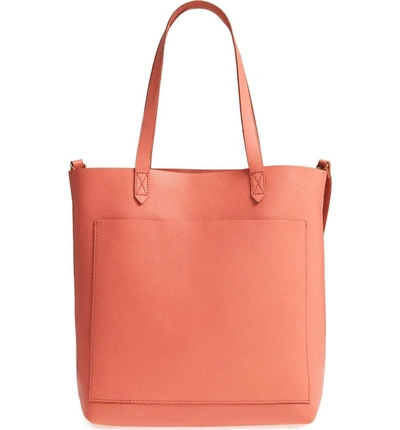 Shop Madewell Medium Leather Transport Tote - Pink In Spiced Rose