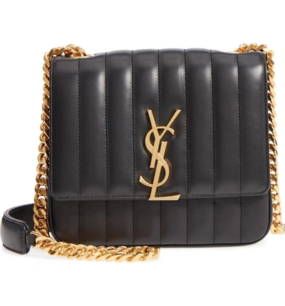 Shop Saint Laurent Medium Vicky Leather Crossbody Bag - Black In Nero