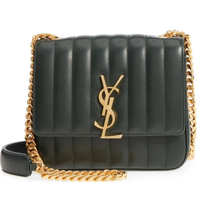 Shop Saint Laurent Medium Vicky Leather Crossbody Bag - Green In New Vert Fonce