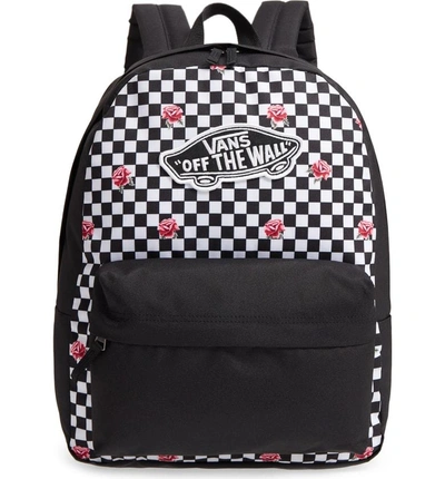 Vans Realm Backpack - Black In Rose Checkerboard | ModeSens