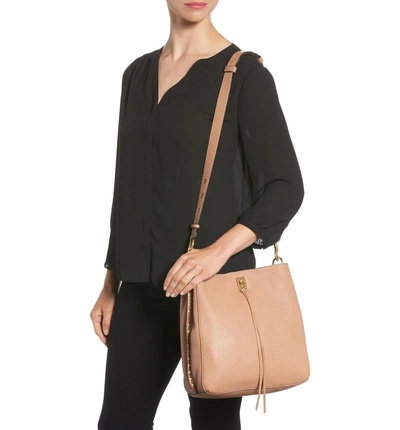 Shop Rebecca Minkoff Darren Deerskin Leather Shoulder Bag - Beige In Desert Tan