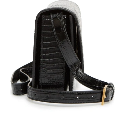 Shop Saint Laurent Medium Bellechasse Croc Embossed Leather Shoulder Bag - Black In Nero