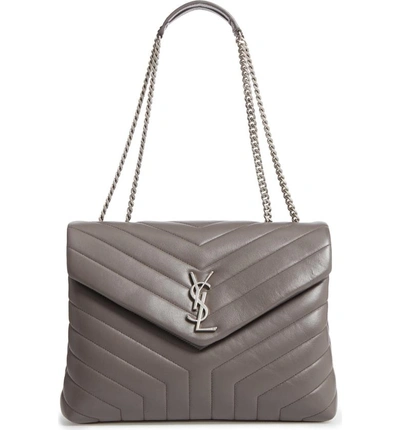 Shop Saint Laurent Medium Loulou Calfskin Leather Shoulder Bag In Earth