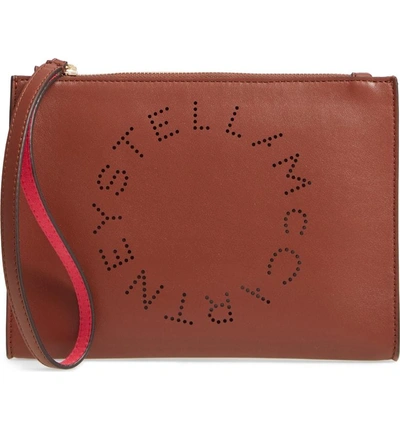 Shop Stella Mccartney Alter Faux Nappa Leather Wristlet Clutch - Brown In Pecan