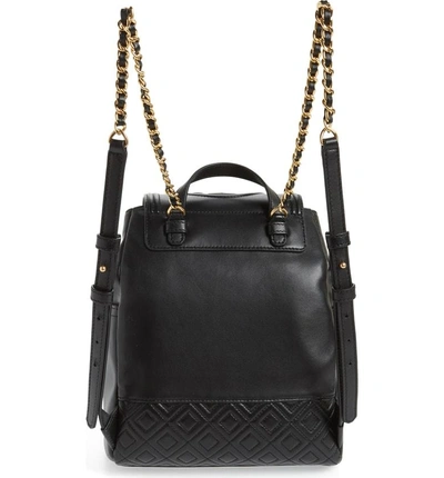 Tory Burch Fleming Lambskin Leather Backpack - Black In Black/gold |  ModeSens