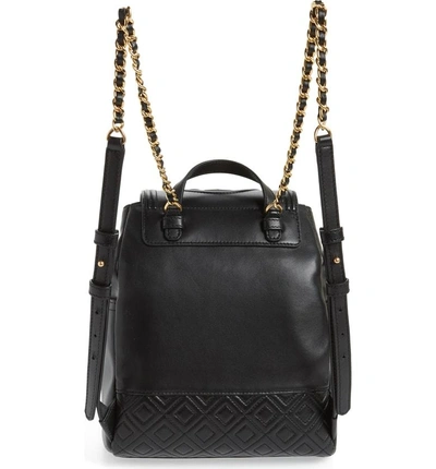 Shop Tory Burch Fleming Lambskin Leather Backpack - Black