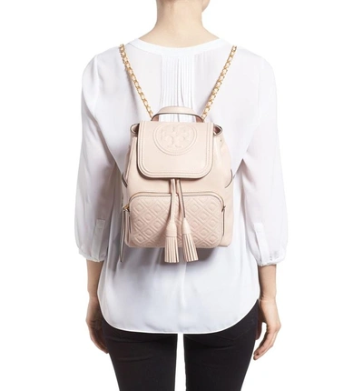 Leather backpack Tory Burch Pink in Leather - 28323259