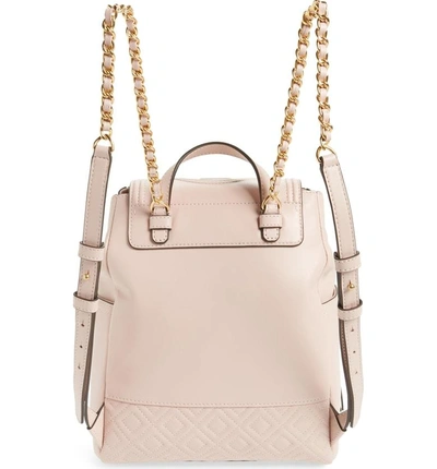 Shop Tory Burch Fleming Lambskin Leather Backpack - Pink In Shell Pink