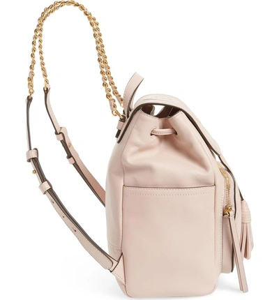 Shop Tory Burch Fleming Lambskin Leather Backpack - Pink In Shell Pink