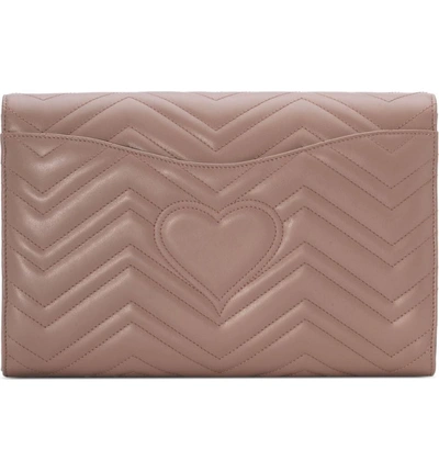 Shop Gucci Gg Marmont 2.0 Matelasse Leather Clutch - Beige In Porcelain Rose