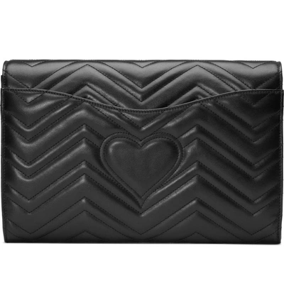 Shop Gucci Matelasse Leather Clutch In Nero/ Nero