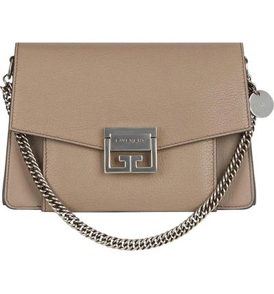 Shop Givenchy Small Gv3 Leather Crossbody Bag - Beige In Linen