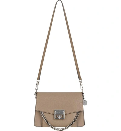 Shop Givenchy Small Gv3 Leather Crossbody Bag - Beige In Linen