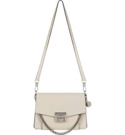 Shop Givenchy Small Gv3 Leather Crossbody Bag - Beige In Powder