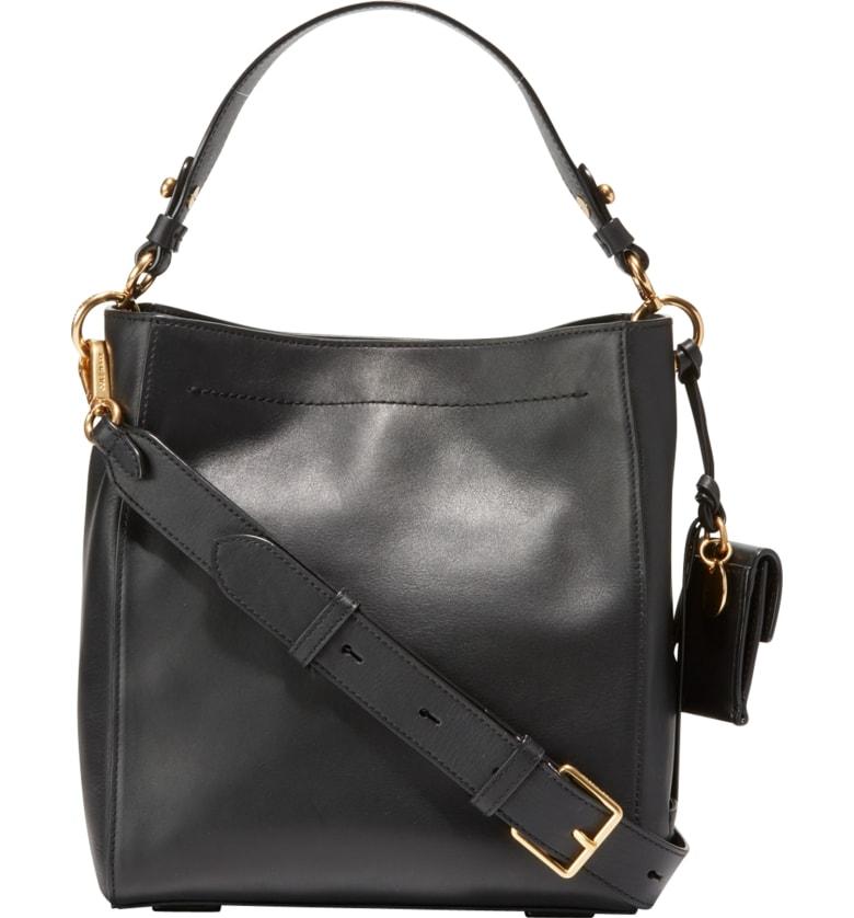 Cole Haan Small Zoe Leather Bucket Crossbody Bag - Black | ModeSens