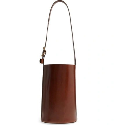 Shop Trademark Leather Bucket Bag In Saddle
