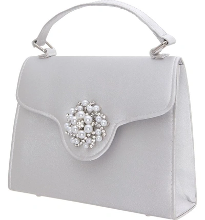 Shop Nina Imitation Pearl Ornament Lady Bag - Metallic In Silver