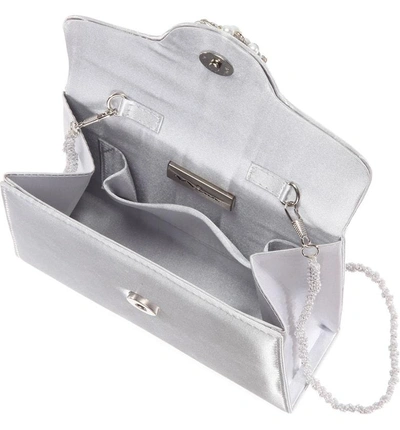 Shop Nina Imitation Pearl Ornament Lady Bag - Metallic In Silver
