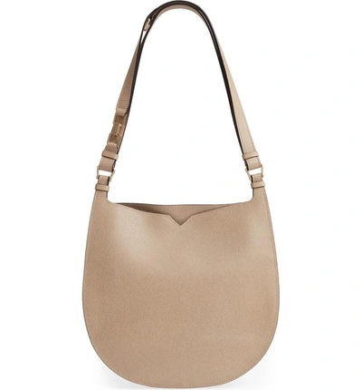 Shop Valextra Weekend Medium Leather Hobo - White In Oyster