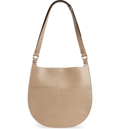 Shop Valextra Weekend Medium Leather Hobo - White In Oyster
