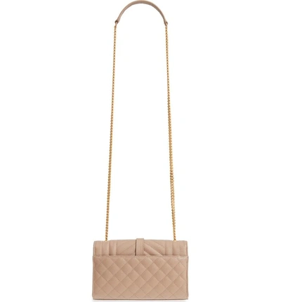 Shop Saint Laurent Small Cassandre Leather Shoulder Bag In Light Taupe/ Light Taupe