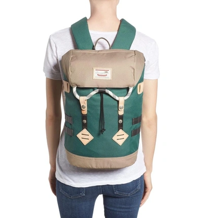 Shop Doughnut Small Colorado Water Repellent Backpack - Green In Slate Green/ Hazelnut