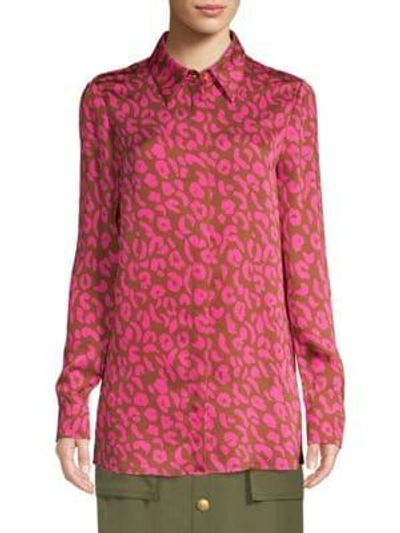 Shop Escada Sport Pink Cheetah Print Blouse