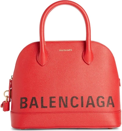 Shop Balenciaga Ville Logo Leather Satchel - Red In Rouge/ Noir
