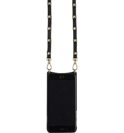 Shop Bandolier Sarah Leather Iphone 6/7/8 & 6/7/8 Plus Crossbody Case In New Black/ Gold