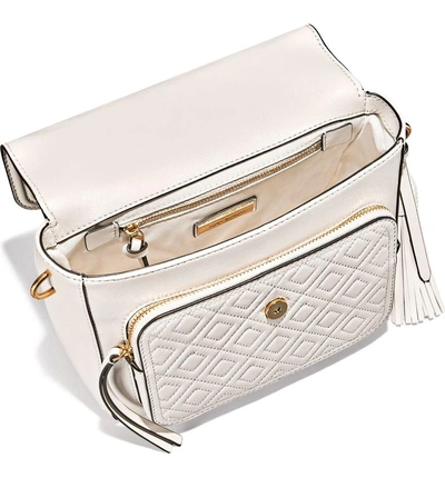 Shop Tory Burch Fleming Quilted Leather Top Handle Satchel - Ivory In Birch