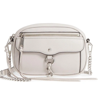 Shop Rebecca Minkoff Blythe Leather Crossbody Bag - Grey In Putty