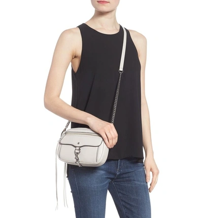Shop Rebecca Minkoff Blythe Leather Crossbody Bag - Grey In Putty