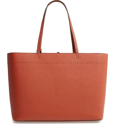 Shop Tory Burch Mcgraw Leather Laptop Tote - Brown In Desert Spice