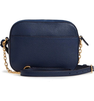 Shop Tory Burch Mcgraw Pieced Exotic Camera Bag - Blue In Royal Navy