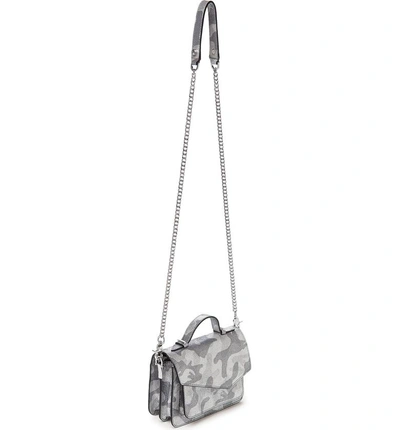 Shop Botkier Mini Cobble Hill Calfskin Leather Crossbody Bag - Grey In Silver Camo