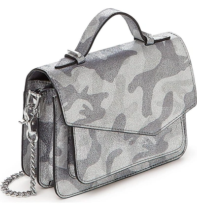 Shop Botkier Mini Cobble Hill Calfskin Leather Crossbody Bag - Grey In Silver Camo