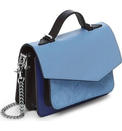 Shop Botkier Mini Cobble Hill Calfskin Leather Crossbody Bag - Blue In Sky Haircalf